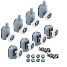 Carica l'immagine nel visualizzatore di Gallery, Set di 8 rulli per porta doccia, guide per porta doccia singole, ruote, puleggia, guide diametro 23 mm, parti di ricambi