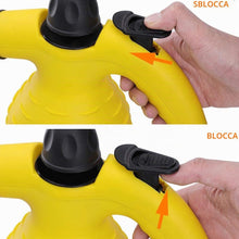 Carica l'immagine nel visualizzatore di Gallery, Bakaji Pulitore a Vapore Portatile Potenza 1050W Pressione 3,2 BAR 28g/min Serbatoio 300ml Riscaldamento Rapido con Beccuccio Girevole 360 Gradi Blocco di Sicurezza e Accessori Pulizia Casa (Giallo)