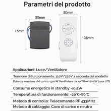 Carica l'immagine nel visualizzatore di Gallery, QIACHIP Ventilatore da soffitto e luci kit ricevitore con controllo remoto wireless 4 temporizzazioni e 3 velocità