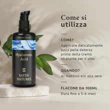 Carica l'immagine nel visualizzatore di Gallery, Siero Acido Ialuronico Viso 100ml, Siero Viso Acido Ialuronico Puro con Aloe Vera per Pelli Sensibili - Siero Viso Antirughe - Siero Idratante Viso Vegano - Hyaluronic Acid Serum - Satin Naturel