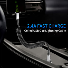 Carica l'immagine nel visualizzatore di Gallery, Acecene Cavo a spirale da USB C a Lightning [2 pezzi], MFi Certified Carplay cavo di ricarica iPhone corto, 2.4A USB C a