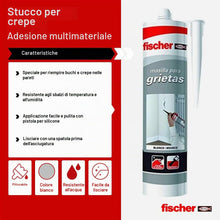 Carica l'immagine nel visualizzatore di Gallery, FISCHER, Stucco acrilico grigio per riempimento di crepe, riparazioni interne, verniciabile, lavabile con acqua, grande 
