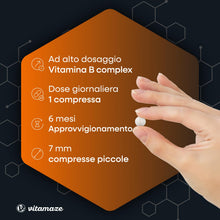 Carica l'immagine nel visualizzatore di Gallery, Vitamaze® Vitamina B Complex Alto Dosaggio, 180 Compresse Vegan de Vitamine B con Biotina, Acido Folico, Vitamina B12, V
