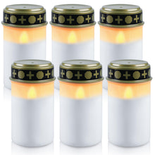 Carica l'immagine nel visualizzatore di Gallery, 6 candele a LED per tomba, 7 x 12,3 cm, impermeabili, a LED, per esterni (bianco)