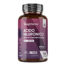 Carica l'immagine nel visualizzatore di Gallery, Acido Ialuronico Vegano, 600mg, 120 Capsule, 1 al Giorno, 500-700 kDa