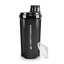 Carica l'immagine nel visualizzatore di Gallery, AMITYUNION Shaker per proteine 500 ml Heaven a prova di perdite, senza BPA con setaccio cliccabile e scala per frullati cremosi di siero di latte, shaker per proteine, originale in nero