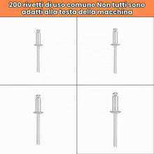 Carica l'immagine nel visualizzatore di Gallery, Rivettatrice Manuale con 200 Pezzi Rivetti, 4 Teste Intercambiabili
