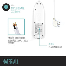 Carica l'immagine nel visualizzatore di Gallery, Ewent Multipresa Elettrica 3 Posti con 3 Prese Schuko e Italiane 10/16A, Spina Italiana 10A, Cavo 1,5 m, Potenza Max 250