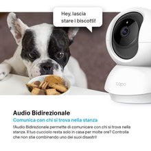 Carica l'immagine nel visualizzatore di Gallery, Tapo C200 Telecamera Wi-Fi Interno FHD, Videocamera sorveglianza, Visione Notturna, 360° Visuale, Audio Bidirezionale, Rilevamento di movimento e notifiche, Allarme acustico e luminoso integrato