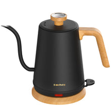 Carica l'immagine nel visualizzatore di Gallery, Bollitore Elettrico a Collo d'oca da 1L con Termometro, 1000W Teiera Elettrica in Acciaio Inox, Riscaldamento Rapido, Spegnimento Automatico, Teiera Antigoccia per Caffè e Tè, Nero