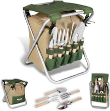 Carica l'immagine nel visualizzatore di Gallery, BIKAIN Kit di Giardinaggio con Sgabello Pieghevole e 5 Attrezzi - KIT3