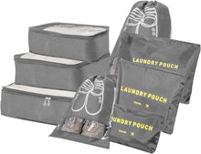 Carica l'immagine nel visualizzatore di Gallery, BillyBath Set di organizer per valigie, 8 in 1, organizer da viaggio, per vestiti, scarpe, cosmetici, colore grigio