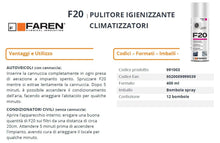 Carica l'immagine nel visualizzatore di Gallery, Faren F20, Igienizzante Spray per Climatizzatori di Casa e Auto, gradevolmente profumato a base alcolica, 400ml (1)