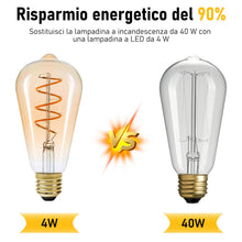 Carica l'immagine nel visualizzatore di Gallery, MLOQI Confezione da 3 Lampadine LED Edison Vintage, 4W, 2200K, Lampadine LED Dimmerabili, Stile Antico, Caldo Bagliore G