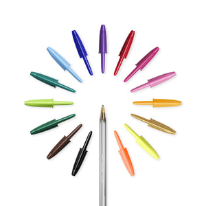 BIC Cristal Multicolour, Penne a Sfera Colorate, Punta Larga 1.6mm, Set Scrittura 15 Unità, Cancelleria Scuola e Ufficio