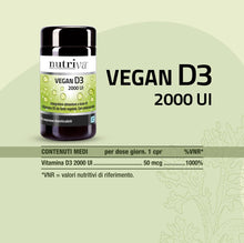 Carica l'immagine nel visualizzatore di Gallery, NUTRIVA Vegan D3, Integratore Alimentare a Base di Vitamina D3, Ideale per le Ossa e per il Supporto del Sistema Immunit