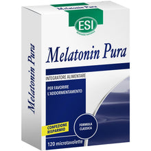 Carica l'immagine nel visualizzatore di Gallery, ESI - Melatonin Pura, Integratore Alimentare di Melatonina, Favorisce il Sonno, Senza Glutine e Vegan, 120 Microtavolett