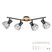 Carica l'immagine nel visualizzatore di Gallery, Dehobo E14 Faretti da Soffitto 4 Luci, Legno Orientabili Faretti Soffitto