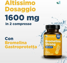 Carica l'immagine nel visualizzatore di Gallery, Bromelina Forte 5000 GDU/g Gastroprotetta, 180 Compresse, 1600mg di Bromelina Pura, Altissimo Dosaggio. Fino a 6 mesi di Fornitura. Estratta naturalmente dall'Ananas, Integratore Made in Italy