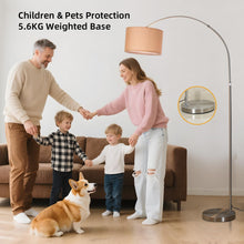 Carica l'immagine nel visualizzatore di Gallery, ANTENLICHT AURA Lampada ad Arco con Telecomando | Lampada da Terra Regolabile per Salotto | Include LED E27 + Paralume in Tessuto Marrone 33 cm | Design Argentato Vintage per Camera, Hotel