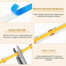 Carica l'immagine nel visualizzatore di Gallery, AXFEE COB LED Strip, 6 Rotoli 1M Paralleli di Striscia LED, Accorciabile