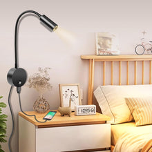 Carica l'immagine nel visualizzatore di Gallery, HOTUT Lampada da Lettura da Parete, Lampada da Lettura Sul Comodino a Collo di Cigno, Luce da Lettura da Comodino Dimmer