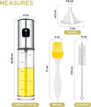 Carica l'immagine nel visualizzatore di Gallery, edihome, Spruzzino Olio per Friggitrice Aria, Spruzzatore Salvagoccia, 100 ml, Spray Nebulizzatore, Oliera in Vetro e Acciaio Inox