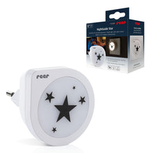 Carica l'immagine nel visualizzatore di Gallery, reer NightGuide Star, luce notturna a LED con sensore crepuscolare, luce bianca calda, risparmio energetico, per prese, 