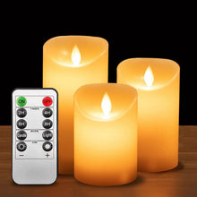 Carica l'immagine nel visualizzatore di Gallery, Candele LED finte fiamma oscillante set 3 (10cm, 12.5cm, 15cm), natale decorazioni, lanterne natalizie da interno, bianc