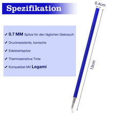 Carica l'immagine nel visualizzatore di Gallery, Willingood Refill per Penna Gel Cancellabile,compatibili con Legami,14 Pezzi,Blu, Altezza 13 cm, Inchiostro Termosensibile, Punta 0,7 mm, Particolarmente adatto per la scuola e la vita quotidiana