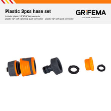 Carica l'immagine nel visualizzatore di Gallery, GRIFEMA GE1103 Kit connettore per tubo da giardino con connettore Waterstop da 1/2", attacco rapido da 1/2" e raccordi femmina Premium da 1/2" - 3/4" Grigio - Arancione[Esclusiva Amazon]