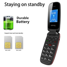 Carica l'immagine nel visualizzatore di Gallery, GSM Telefono Cellulare per Anziani, Telefono Cellulare a Conchiglia con Tasti Grandi Funzione SOS, Cellulare per Anziani Facile da Usare - Nero