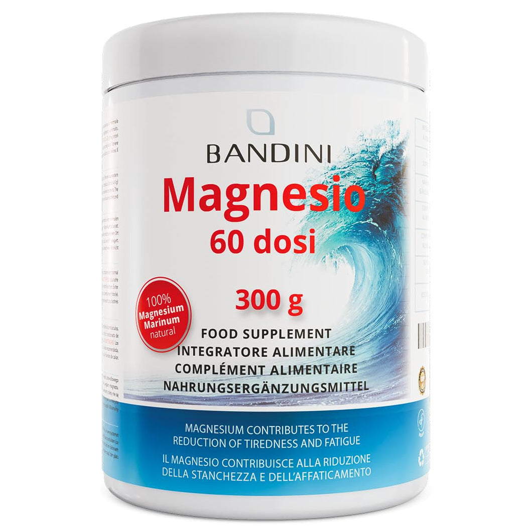 Bandini® MAGNESIO COMPLETO IN POLVERE 430mg - Magnesio Puro 60 Dosi, Magnesio Carbonato Fonte di Magnesio Citrato, Integratore Benessere Intestinale Per Stitichezza, Ansia, Stress, Memoria (300g)
