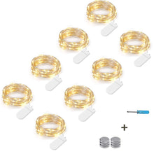Carica l'immagine nel visualizzatore di Gallery, NEXVIN 8 Pezzi Luci a Batteria, Stringa Luci Led Micro 3 Meter 30 LED, Luci Impermeabile a Filo di Argento, Bianco Caldo