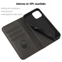 Carica l'immagine nel visualizzatore di Gallery, Mixroom - Custodia Cover Case a Libro Nero Per iPhone 13 Con Stand In Ecopelle Chiusura magnetica Formato Portafoglio Pa