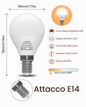Carica l'immagine nel visualizzatore di Gallery, Lampadine LED E14 5W = 40W 550LM Bianco Caldo 3000K 6 Pezzi