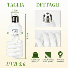 Carica l'immagine nel visualizzatore di Gallery, LALAGO 26W UVB 5,0 Lampadina per Rettili, E27 Lampade UVA/UVB per Terrari