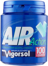 Carica l'immagine nel visualizzatore di Gallery, Vigorsol Air Action, Chewing Gum, Gusto Menta, Senza Zucchero, Senza Glutine, Barattolo da 100 Gomme da Masticare, Ideale per una Freschezza Intensa a Portata di Mano
