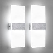 Carica l'immagine nel visualizzatore di Gallery, 2 Pezzi Applique da Parete Interno LED 12W 6000K, Bianco Freddo