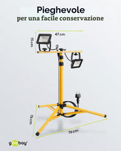 Carica l'immagine nel visualizzatore di Gallery, Goobay 57845 Faretto da costruzione a LED su stativo telescopico 2 x 20W / 3400lm / Luce bianca neutra - 4000K / Per uso