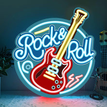Carica l'immagine nel visualizzatore di Gallery, RuCvixkt Rock Roll Segno Neon per Decorazione Murale, LED Dimmabile con Chitarra Rock Roll per Studio Musicale, Salone, 