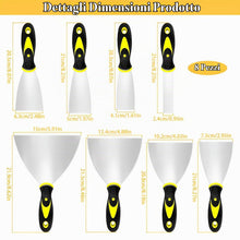 Carica l'immagine nel visualizzatore di Gallery, Set di 8 spatole in acciaio inox con manico in plastica, Raschietti per Pareti, Spatola per Stucco, Cazzuola per Murator