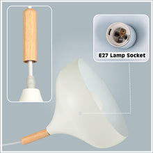 Carica l'immagine nel visualizzatore di Gallery, iDEGU Lampadario a Sospensione Retrò 24cm Lampada a Soffitto in Legna Metallo Moderna LED Lampada a Sospensione Stile Sc