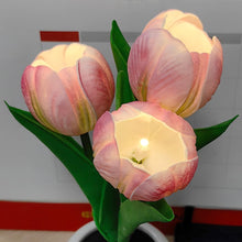 Carica l'immagine nel visualizzatore di Gallery, Tulipano Luce notturna con vaso in ceramica Simulazione Tulipano Led Luci, Lampada da tavolo artificiale del fiore per l