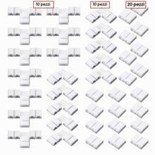 Carica l'immagine nel visualizzatore di Gallery, 40Pcs Connettori Striscia Led Set,Strisce luminose a forma L 2pin,Connettori a T,Connettori Senza fessure per strisce LE