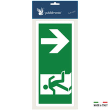 Carica l'immagine nel visualizzatore di Gallery, pubblimania 4 Pezzi Uscita di Emergenza in Basso PVC Adesivo Resistente per Esterno e Interno (Cm 29x13) (4 Uscita in Ba