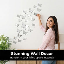 Carica l'immagine nel visualizzatore di Gallery, 36 Pezzi Farfalle 3D Specchio Adesivi Murali Tridimensionali Acrilico Rimovibile Fai da Te Decorazione da Muro per Casa/
