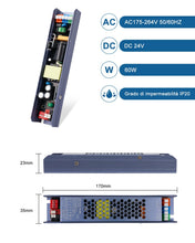 Carica l'immagine nel visualizzatore di Gallery, Alimentatore LED 24V 60W 2,5A Trasformatore 220 24V DC