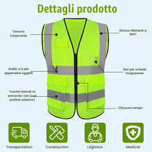 Carica l'immagine nel visualizzatore di Gallery, Adiwo Gilet di Sicurezza Riflettente, Alta Visibilità Giacca da Lavoro Riflettente con Tasche e Cerniera per Lavori all'