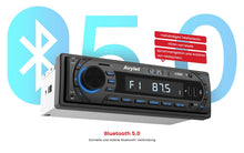 Carica l'immagine nel visualizzatore di Gallery, Avylet Autoradio Bluetooth 5.0 Vivavoce FM/AM, Avylet Radio Stereo 1 DIN, Supporta Basso Profondo/Luce a 7 colori/Chiamata a mani libere/AUX-IN/CARD/Chiavetta USB,Telecomando, 60W X 4, Ricarica rapida